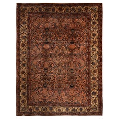 9'10"x13'7" Antique Persian Mohajeren Sarouk Red All Wool Hand Knotted 1910s Rug