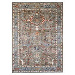 9'10 "x13'7" Brown Brown Bijar Design/One Rug noué à la main entièrement en laine