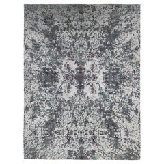 9'10''x13'7'' Carbon Gray, Modern Abstract Design, Hand Knotted, Wool and Silk