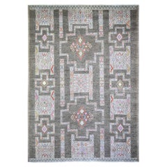 9'10"x13'8" Cloud Gray Fine Peshawar Soft Wool Hand Knotted Oriental Rug