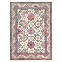 Tapis en laine noué à la main ivoire afghan spécial Kazak Caucasian Design 9'10"x13'8"