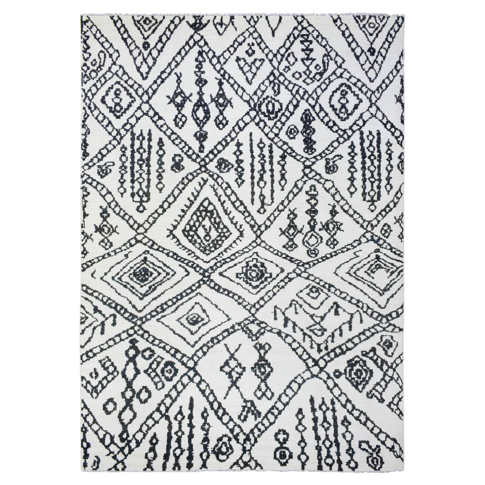 9'10"x13'8" Ivory, Hand Knotted Boujaad Moroccan Berber Soft Organic Wool Rug