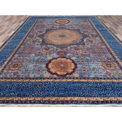 9'10"x13'8" Lichen Blue Mamluk Dynasty Vibrant Wool Hand Knotted Oriental Rug