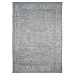 9'10 "x13'9" Oyster Gray White Wash Peshawar Vines Design Tappeto in lana annodato a mano