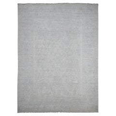 9'10"x13'9" Pastel Gray Afghan Angora Oushak Leaf Design Hand Knotted Wool Rug