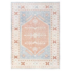 9
10"x13
9" Peach Color Zero Pile Anatolian Village Design Hand Knotted Wool Rug