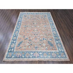 9'10"x13'9" Pink Antiqued Persian Heriz All Over Design Hand Knotted Wool Rug
