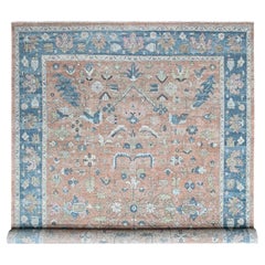 9'10"x13'9" Pink Antiqued Persian Heriz All Over Design Hand Knotted Wool Rug
