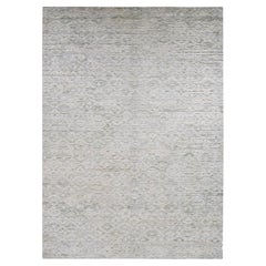 9'10 "x14' Ivory Pure Silk with Textured Wool Fluffy Collection'Rugs annodato a mano