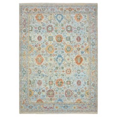9
10 "x14
 Ruddy Blue Sultanabad Reimagined Hand Knotted Pure Wool Zero Pile Rug