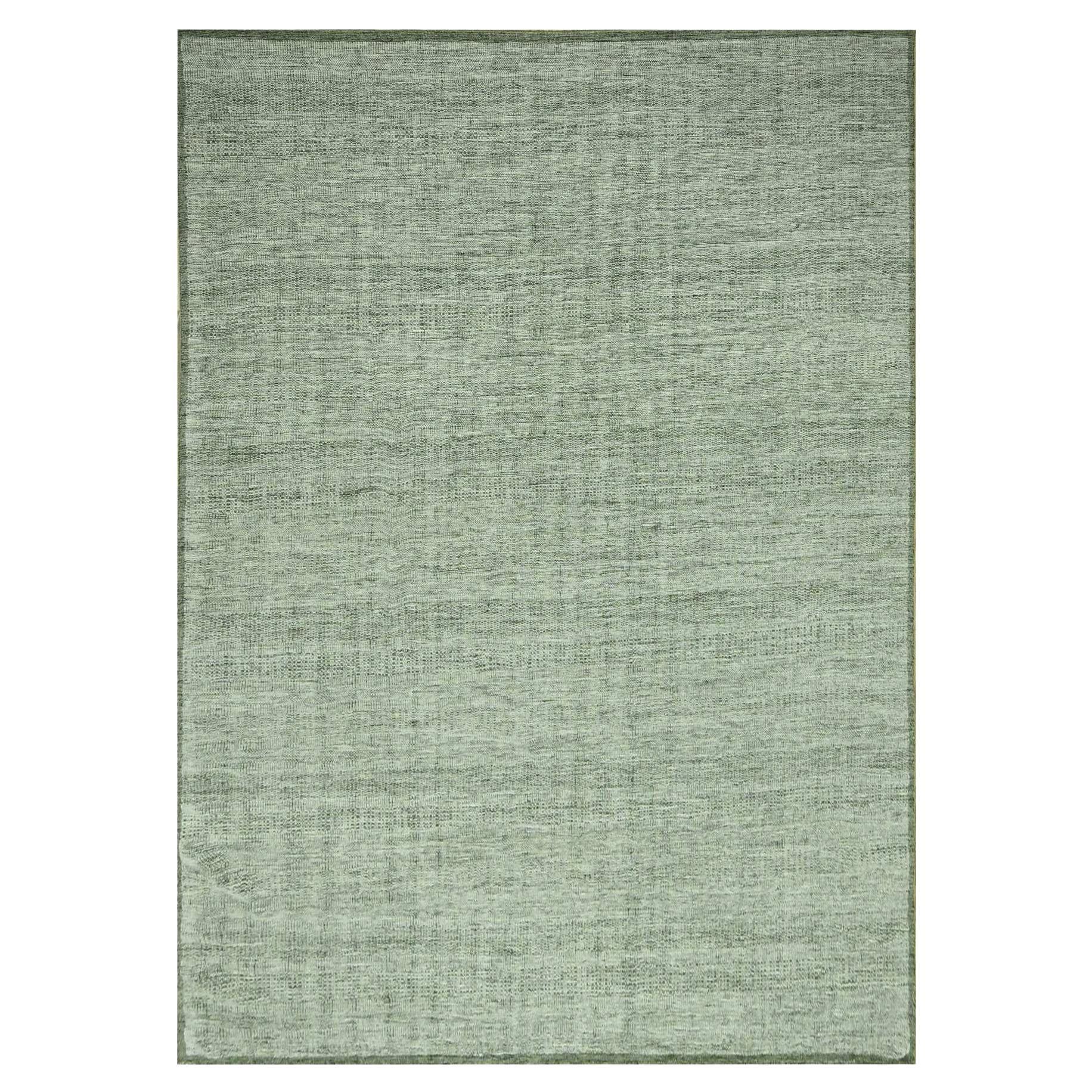 9
10"x14
Sage Green Hand Knotted Oxidized Grass Design Pure Wool Oriental Rug