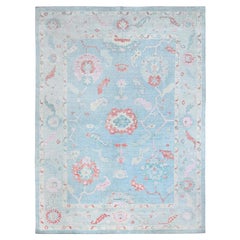 9'10"x14'1" Columbia Blue Oushak Inspired Supple Collection Oriental Rug
