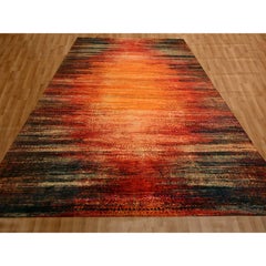 9'10"x14'1" Sunset Colors Pure Sari Silk Modern Design Hand Knotted Oriental Rug