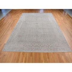 9'10"x14'1" Taupe, Fine Jacquard Loomed Weave Wool and Silk Persian Design Rug