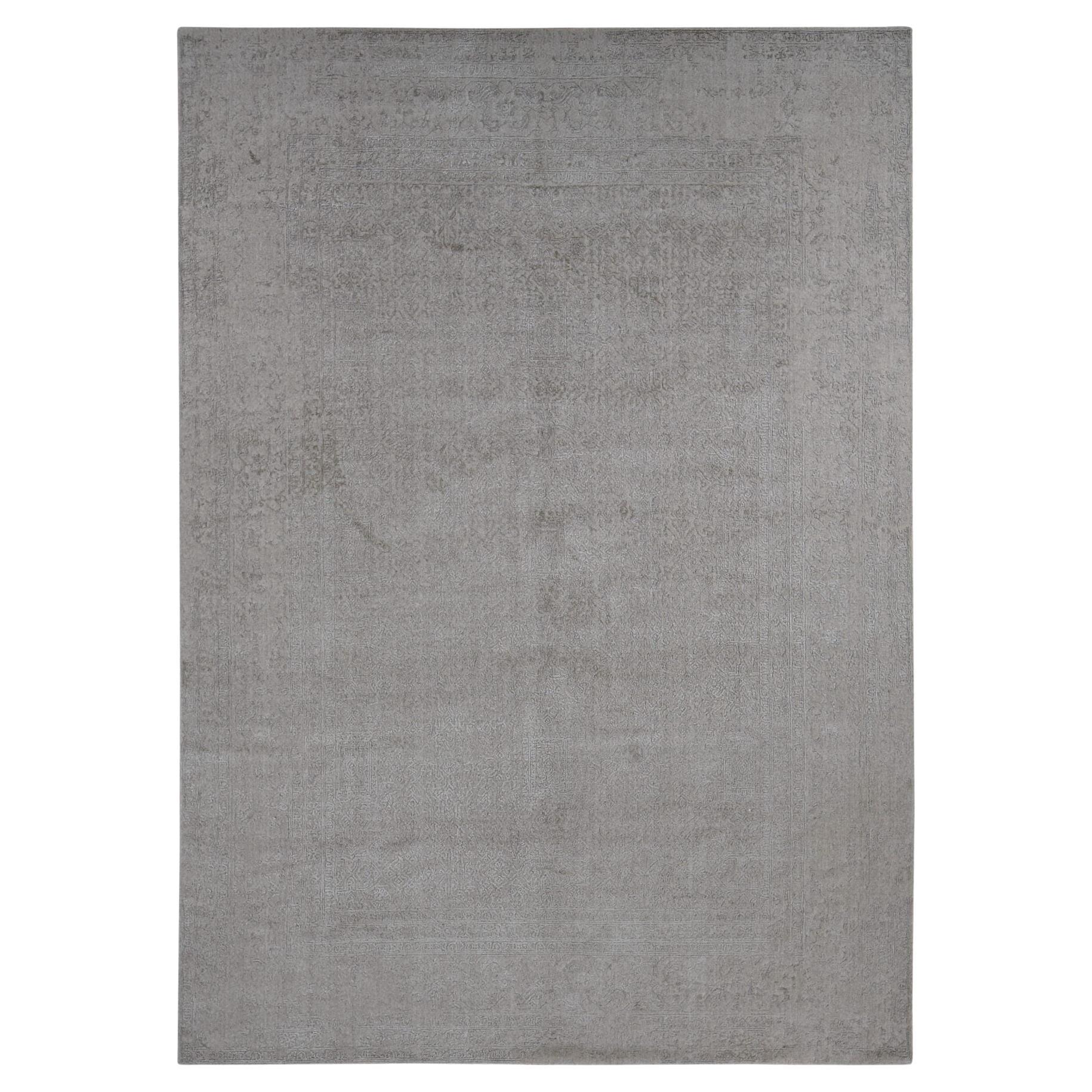 9
10"x14
1" Taupe, Fine Jacquard Loomed Weave Wool and Silk Persian Design Rug