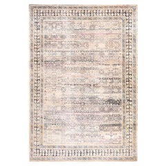 9'10"x14'2" Black-Pink Pure Silk with Khotan All Over Design Hand Knotted Rug