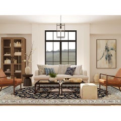 9'10"x14'3" Midnight Blue Hand Knotted Nain with Flower Design Wool Rug