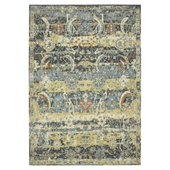 9'10 "x14'6" Marrone Distinto Abrash Cancellato Tappeto di lana annodato a mano di ispirazione persiana