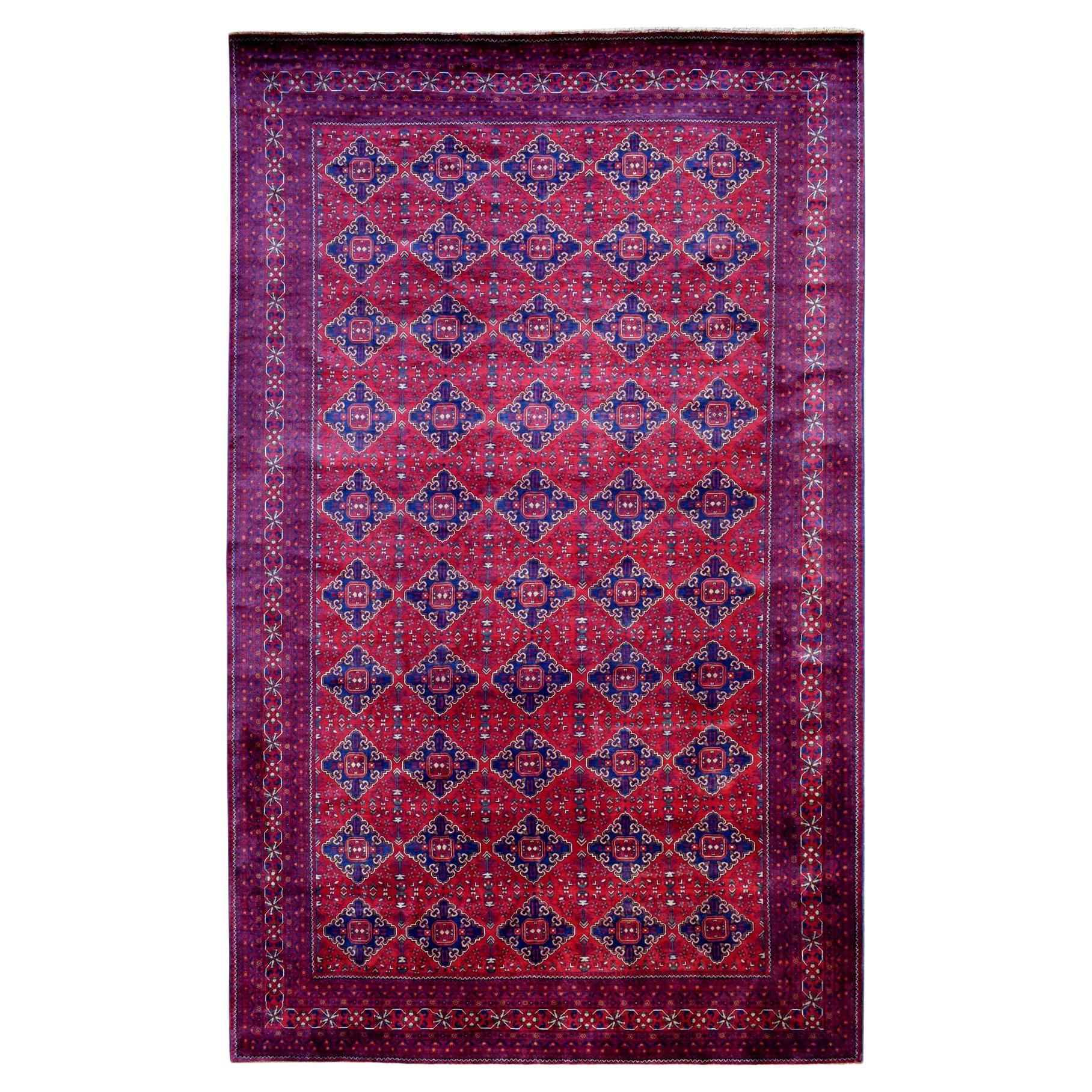 9'10 "x16' Rouge, Afghan Khamyab, Tapis surdimensionné en laine organique noué à la main