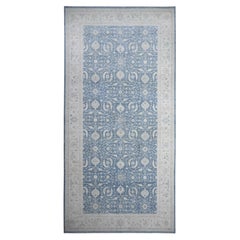 9'10"x20'3" Marlin Blue Long and Narrow Oversized Peshawar Wool Hand Knotted Rug