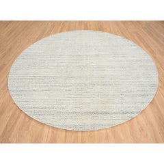 9'10"x9'10" Beige Wool Hand Loomed Variegated Textured Modern Design Round Rug