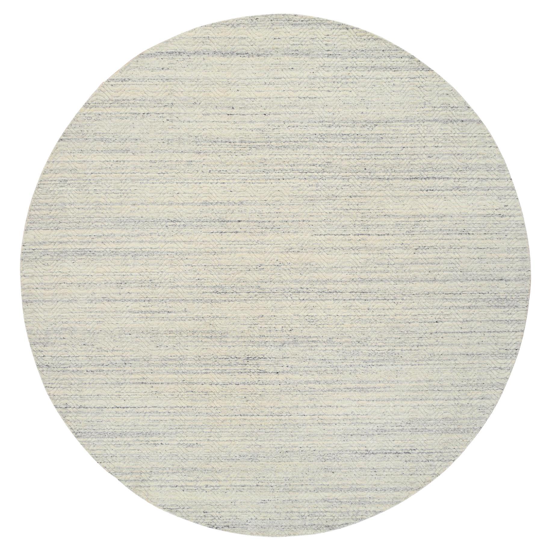 9'10 "x9'10" Beige Wolle Hand gewebt Variegated Textured Modern Design Runde Teppich