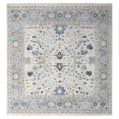 9
10"x9
10" Gray, Natural Wool, Denser Weave, Oushak, Hand Knotted Square Rug
