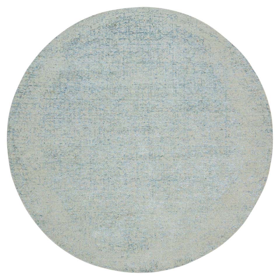 Rug and Kilim’s Texture of Color Custom Circle Rug Design in Solid Grey ...