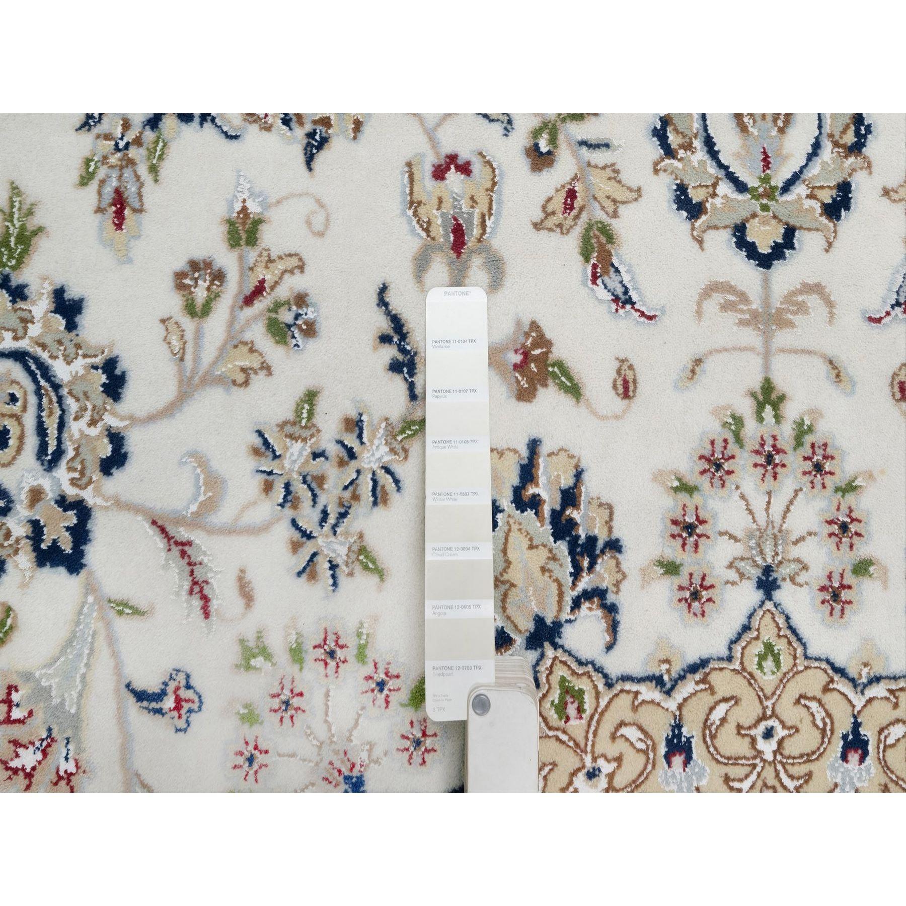 Alfombra Redonda de Lana y Seda Anudada a Mano 9'10 