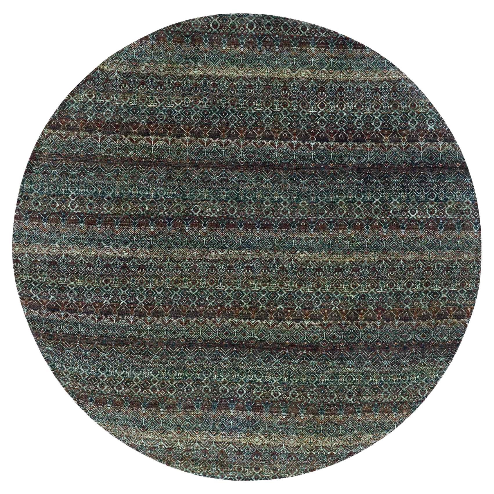 9'10"x9'10" Rust Brown, Hand Knotted, Kohinoor Herat Design 100% Wool Round Rug