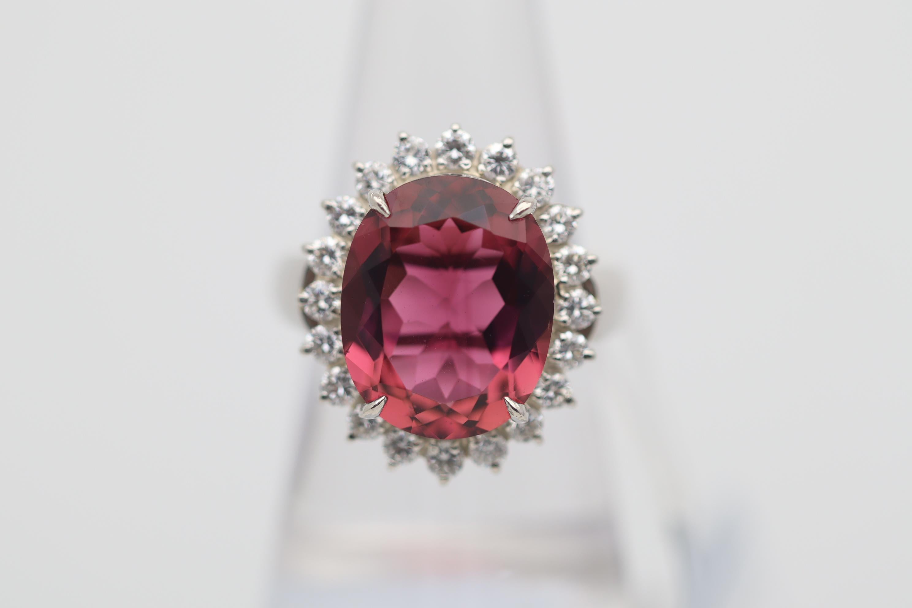Simply superb! This large tourmaline weighs an impressive 9.11 carats and has the most pleasing and vibrant pink color. Adding to that, the stone is completely clean with no visible inclusions allowing the stones natural color and brightness to