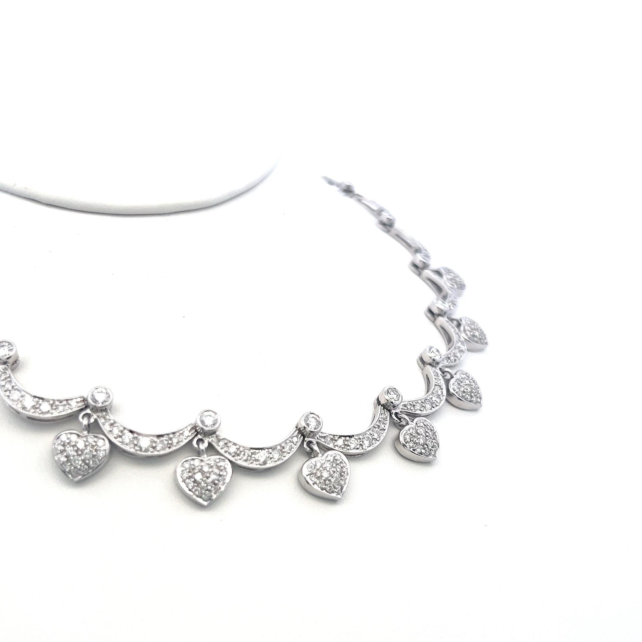 Taille brillant Collier à maillons en or blanc 18 carats avec diamants ronds brillants G SI de 9,11 carats en vente