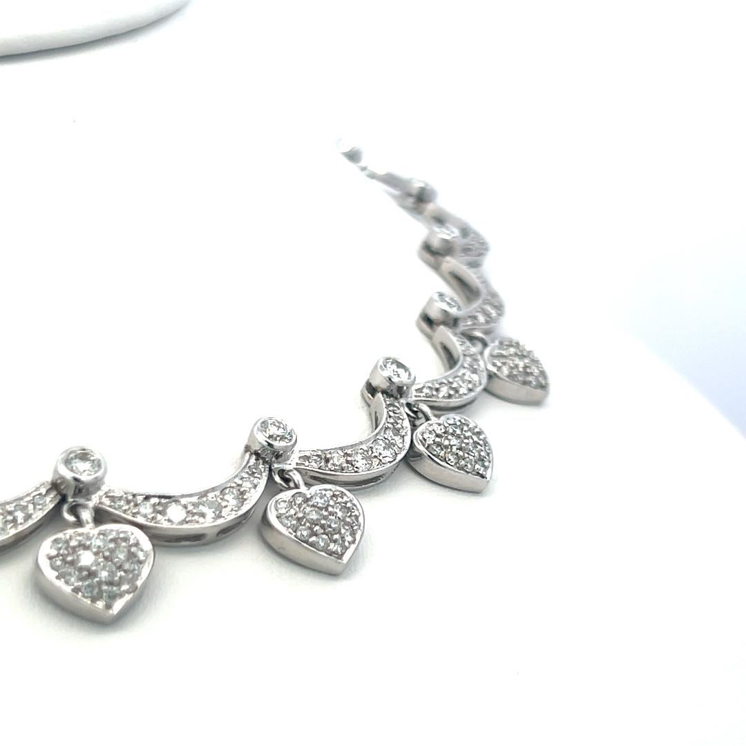 Collier à maillons en or blanc 18 carats avec diamants ronds brillants G SI de 9,11 carats Pour femmes en vente