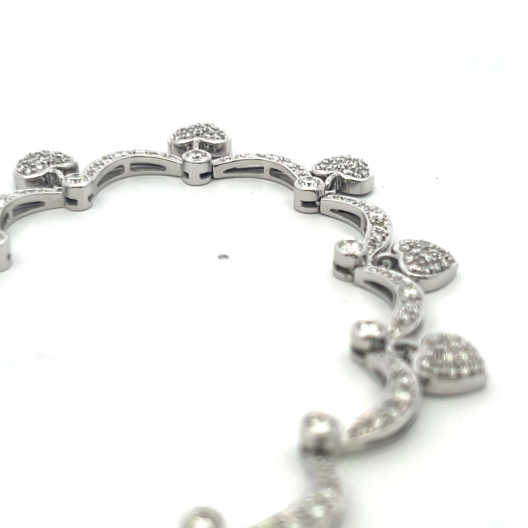 Collier à maillons en or blanc 18 carats avec diamants ronds brillants G SI de 9,11 carats en vente 1
