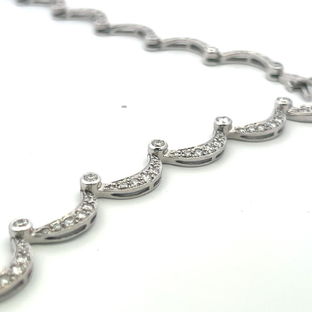 Collier à maillons en or blanc 18 carats avec diamants ronds brillants G SI de 9,11 carats en vente 3