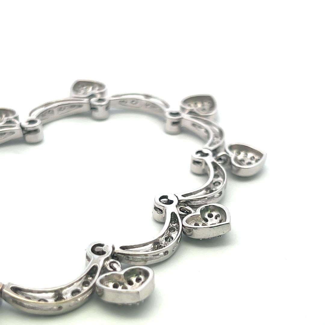 Collier à maillons en or blanc 18 carats avec diamants ronds brillants G SI de 9,11 carats en vente 4