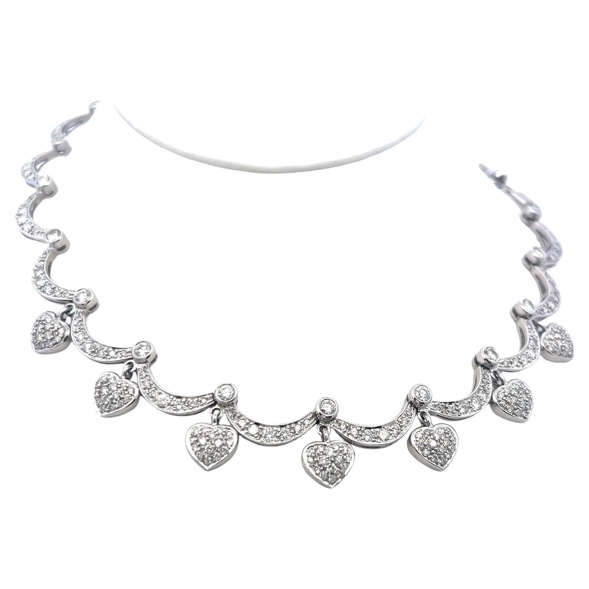 9.11 Carat Round Brilliant G SI Diamond 18 Karat White Gold Link Necklace