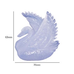 91.15 Carats Hand-Carved Blue Chalcedony Swan Carving Gemstone Pendant Brooch