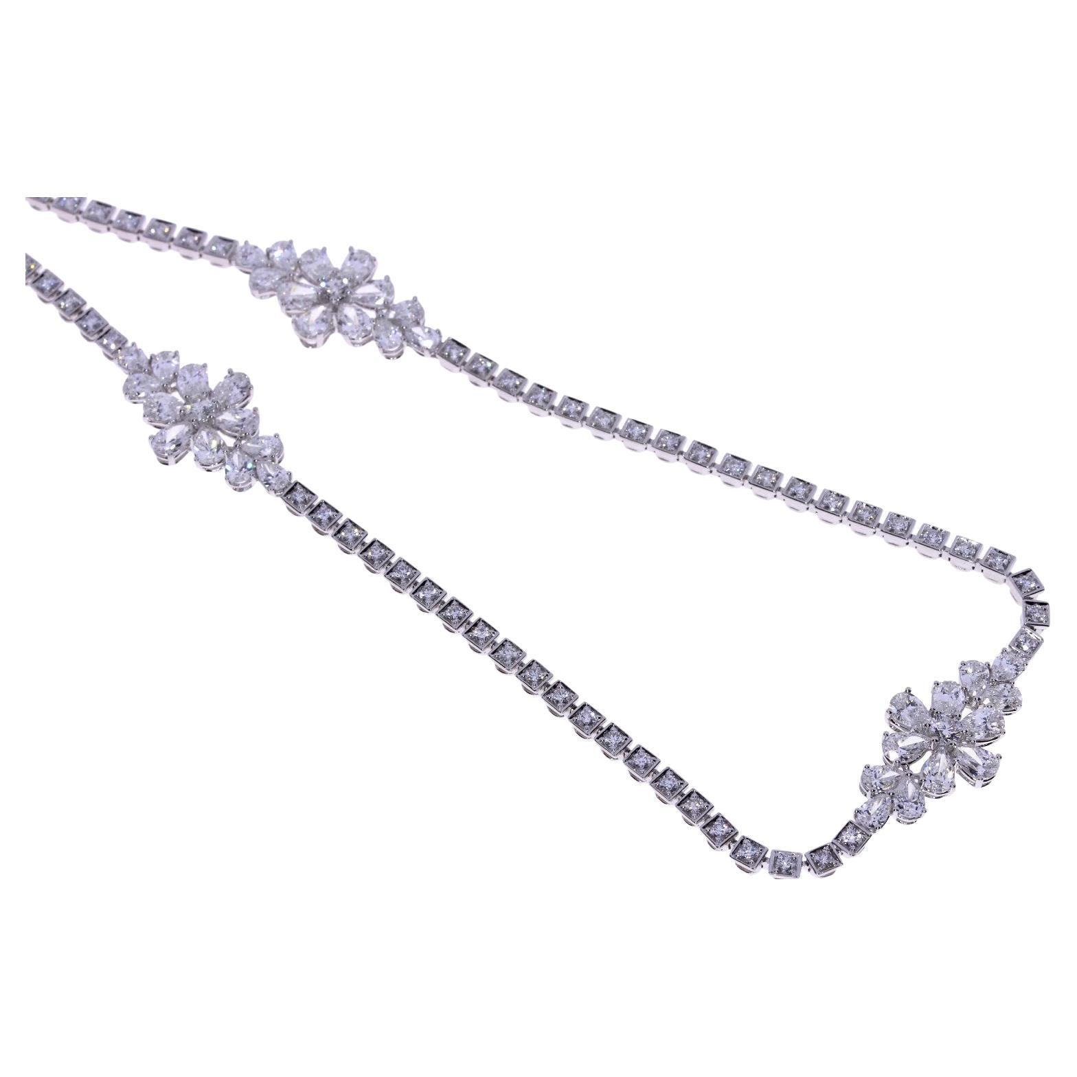 9.11ct Diamond Tennis Necklace With a Twist For Sale