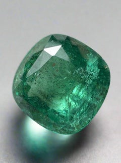 9.12 Carat Earthy Green Zambian Emerald - Rounded Cushion Cut Genuine Gemstone