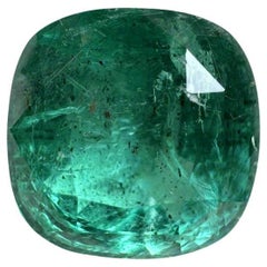 Émeraude de Zambie verte terreuse de 9,12 carats, véritable pierre précieuse ronde taille coussin