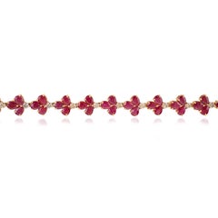 Bracelet de tennis en or jaune massif 14K avec rubis et diamants de 9,12 carats