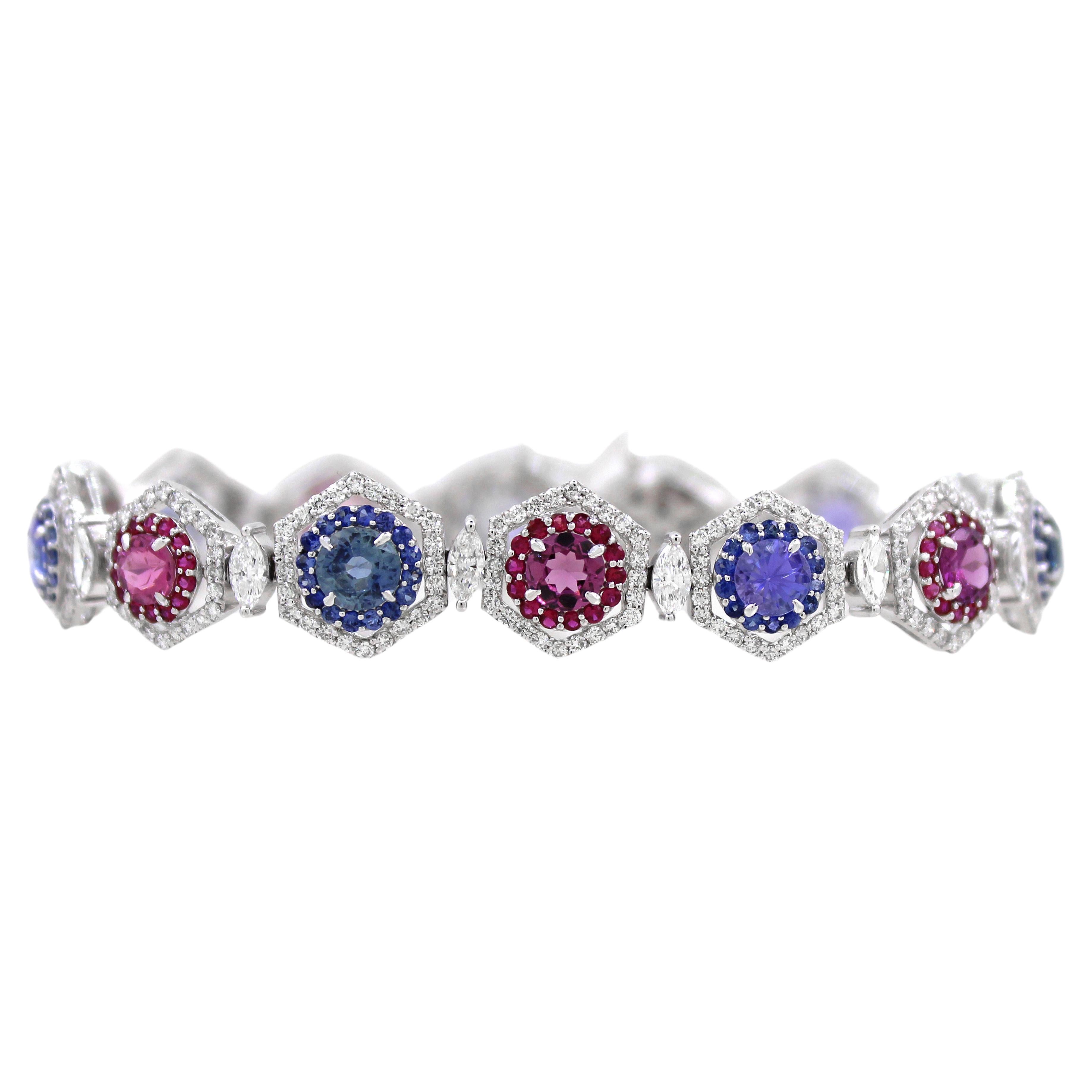 9.12 cts of Sapphire, Ruby and Tanzanite Bracelets