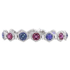 Bracelets de saphirs, rubis et tanzanites 9,12 carats