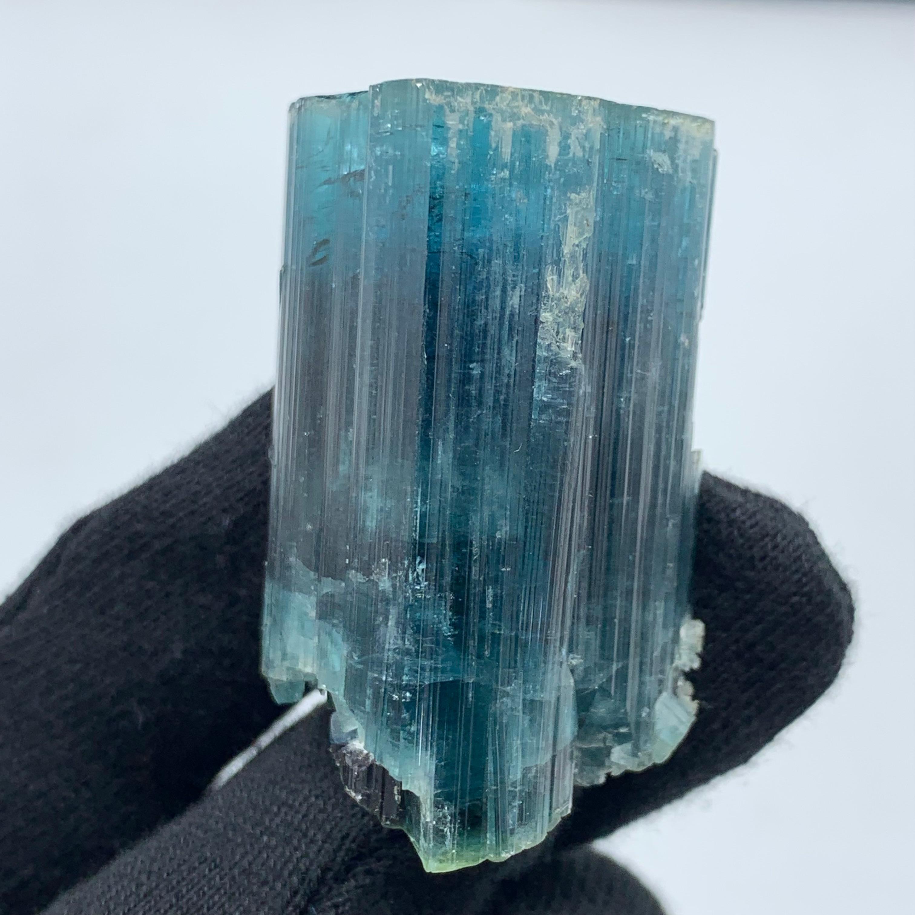 Rock Crystal 91.22 Beautiful Indicolite Tourmaline Crystal From Kunar, Afghanistan  For Sale