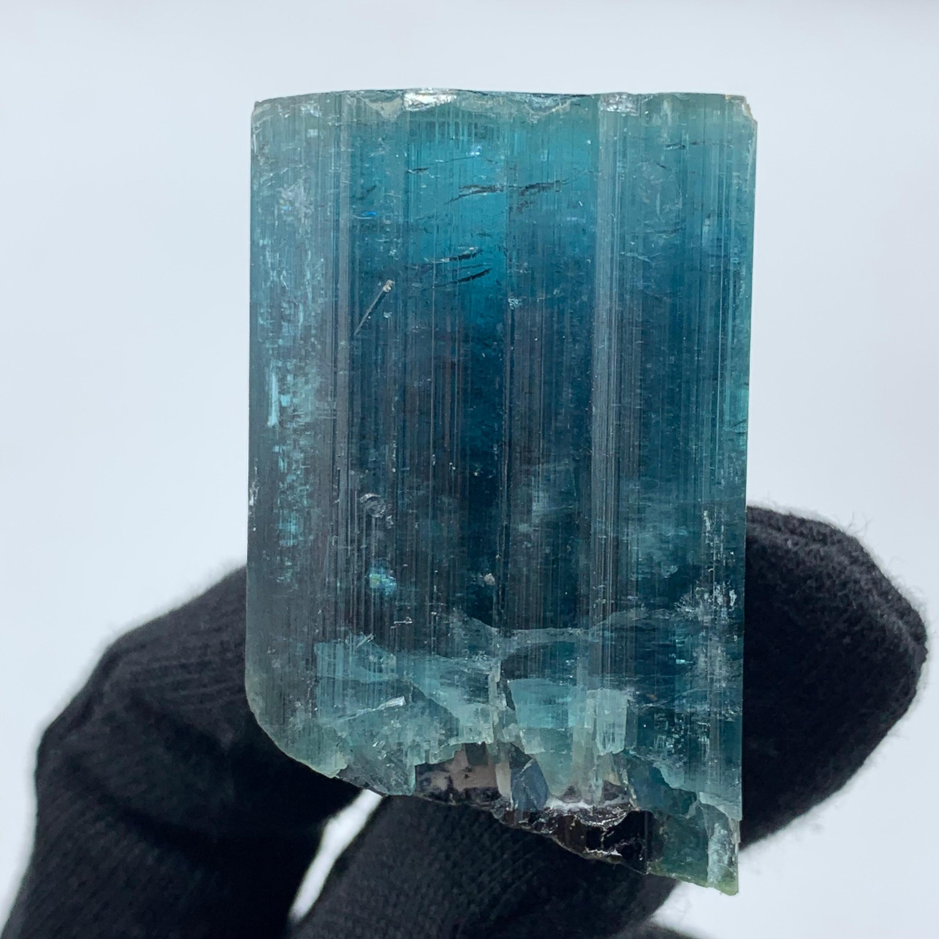 91.22 Beautiful Indicolite Tourmaline Crystal From Kunar, Afghanistan  For Sale 2