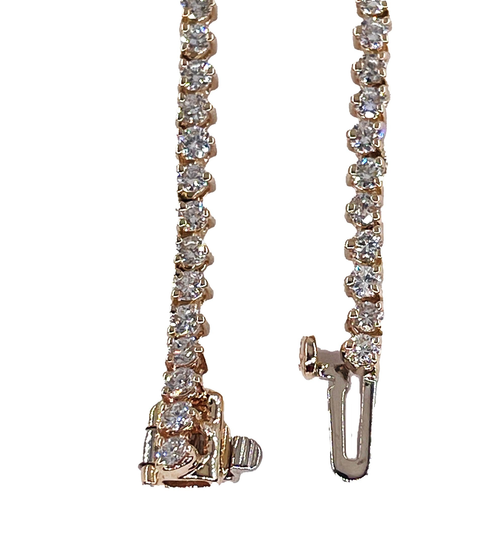 Collana Tennis con diamanti tondi graduati in oro giallo 14k da 9,12ct Estate Vintage in vendita 2