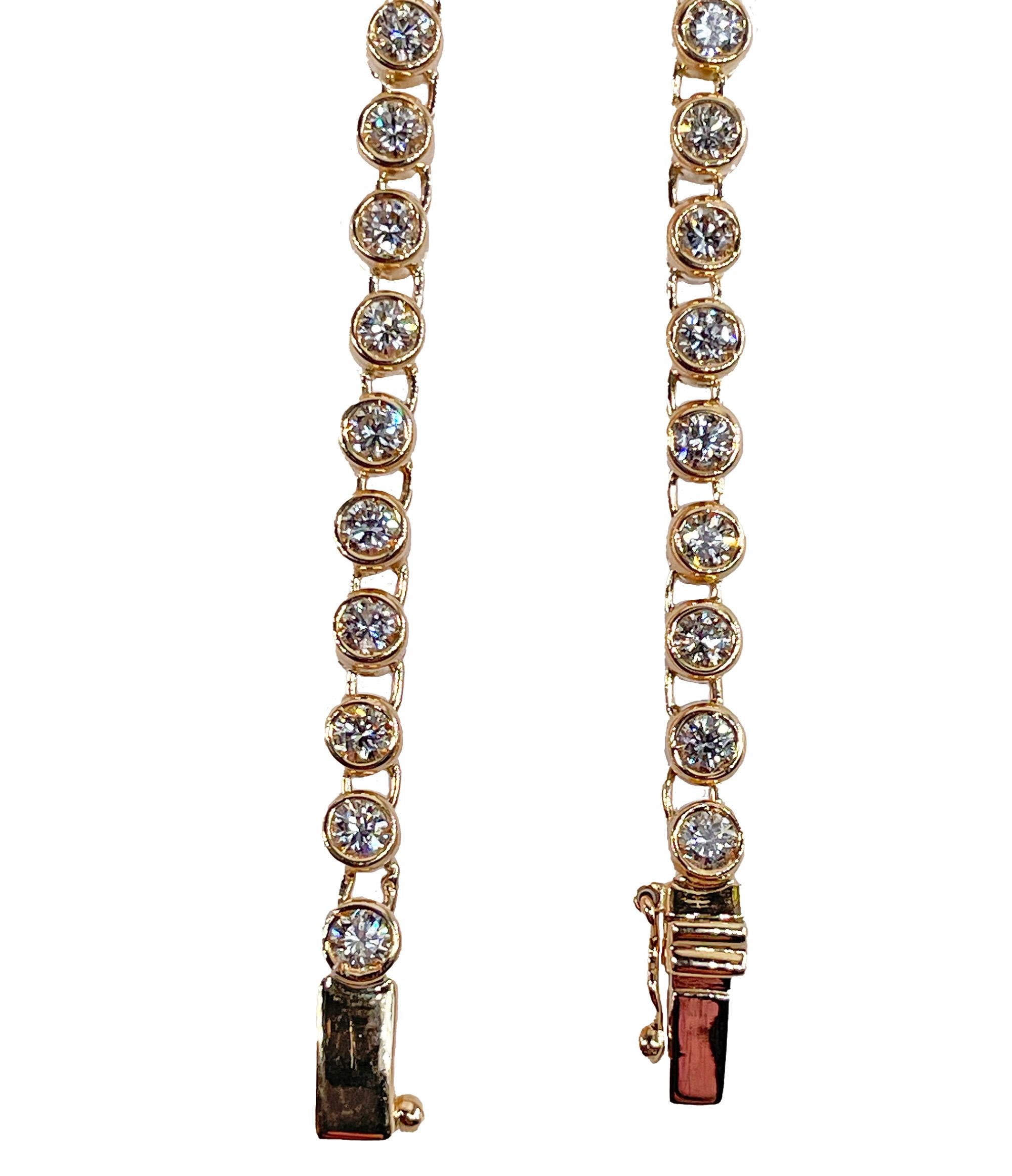 Italian Vintage 9.12ct Pear Shaped & Round Diamond Bezel Tennis 18KYG Necklace 3