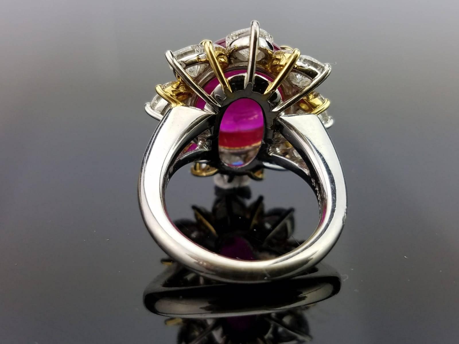 Art Deco 9.13 Carat Burma Ruby and Diamond Cocktail Ring