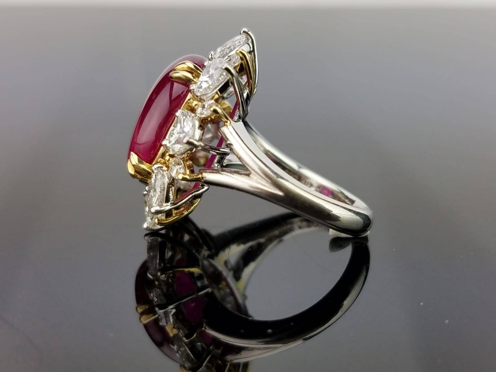Oval Cut 9.13 Carat Burma Ruby and Diamond Cocktail Ring